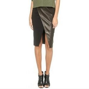 Alice + Olivia Venty Lamb Leather Crossover Pencil Skirt Lamb Leather. Size 0.